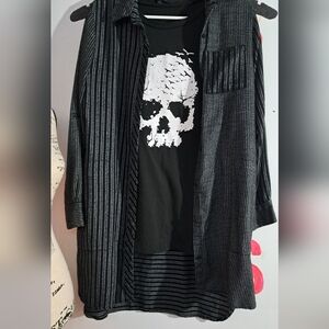 DKNY OVERSIZED LONG FLANNEL